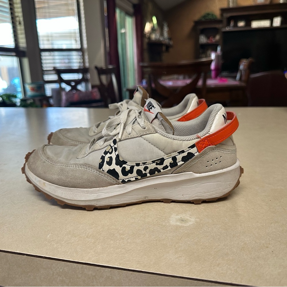 Nike Tan and Orange Sneakers with Animal Print